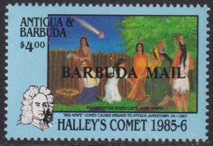 1986 Barbuda mail o/p Halley's Comet $4.00 issue MNH Sc# 792 CV $17.00