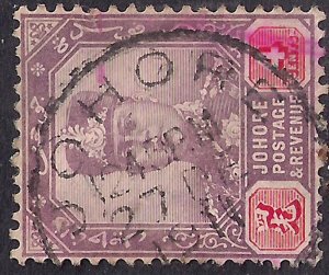 Malaya Johore 1910 KGV 4ct Pmk 1911 used Wmk Horiz SG 81a ( E127 )