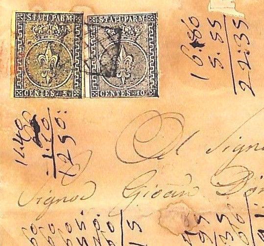 Italy States PARMA Letter Classic 15c Franking 1853 Cover Faults RARE MS2114