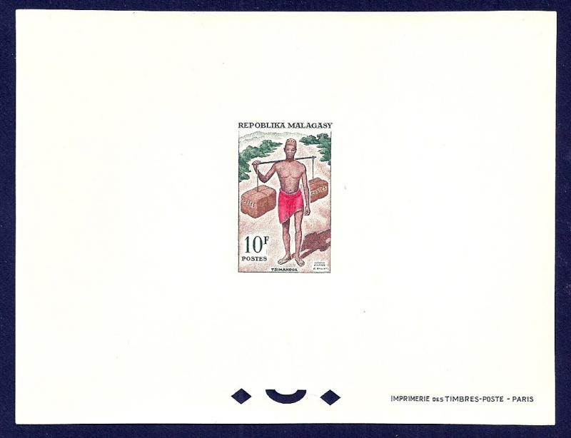 MALAGASY Mail Carrier 10F Deluxe Sheet Proof