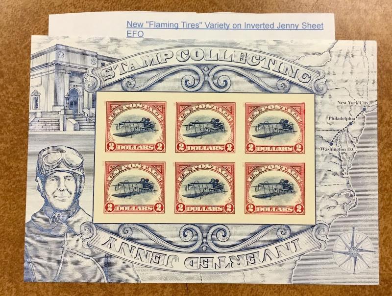 4806 Inverted Jenny sheet flaming tires VARIETY burning tires 