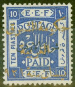 Transjordan 1923 10p Ultramarine SG67 Fine & Fresh Lightly Mtd Mint 