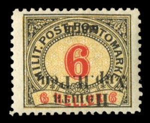 Western Ukraine #34a Cat$750, 1919 6sh on 6h black, red and yellow, overprint...