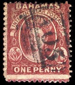 Bahamas #8 (SG 16) Cat£170, 1861 1p carmine lake, perf. 13, duplex postmark