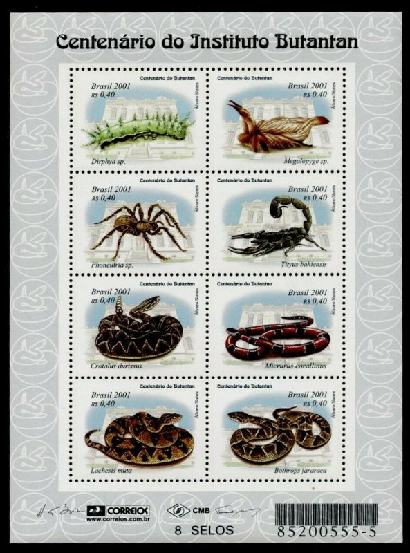 Brazil 2782 MNH Venomous Animals, Snake, Scorpion, Spider