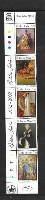 ISLE OF MAN, 940, MNH, VERT. STRIP OF 5, QUEEN ELIZABETH II