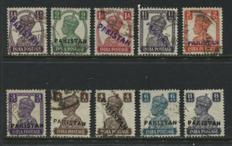 Pakistan 10-KGVI overprinted 1947 provisional use handstamped used