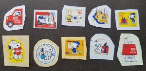 *FREE SHIP Japan Cartoon Snoopy 2017 Gift Postman Animation complete 10v USED #4