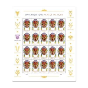 US Year Of The Tiger-Imperf/NDC Sheet of 20 Stamps. 2022.