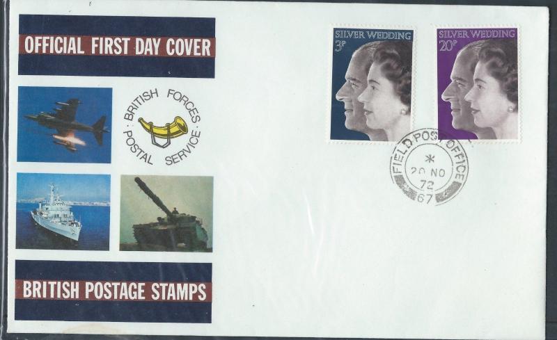 GB QEII 1972 SG916-917 Silver Jubilee BFPS FDC Field Post Office 67 CDS