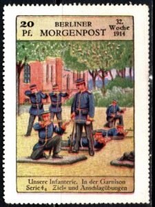 1914 Germany Poster Stamp Berlin Morning Post Our Infantry Target Attack Exercis