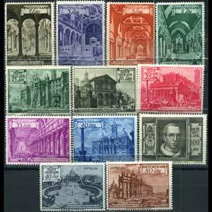 VATICAN 1949 - Scott# 122-31+E Basilicas Set of 12 LH