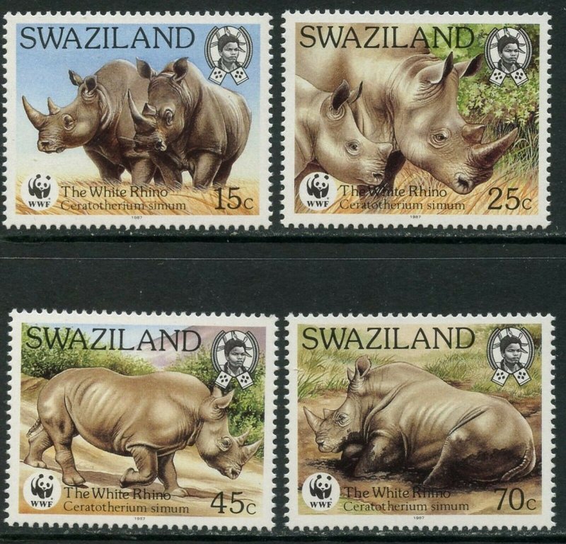 SWAZILAND Sc#519-522 1987 WWF White Rhinoceras Complete Set OG Mint NH