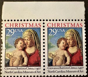 US # 2789 Madonna & Child pair 29c 1993 Mint NH