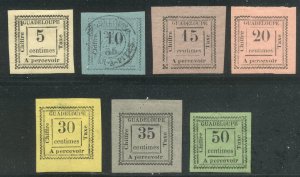 GUADELOUPE SCARCE #J6-12 Most Mint (H) - 1884 Postage Due Set