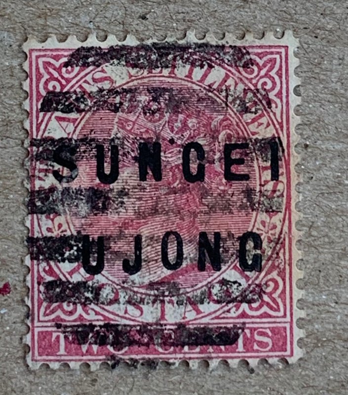 Sungei Ujong 1884 2c rose, S and E wide.  Scott 15, CV $140.00. SG 19