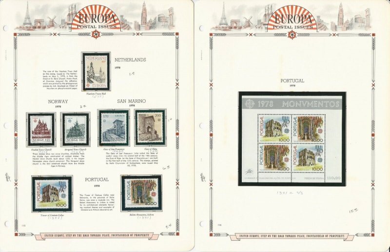 Europa Stamp Collection on 18 White Ace Pages, 1978-1979, JFZ