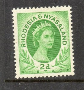 Rhodesia & Nyasaland QEII 1950s Early Issue Fine Mint Hinged 2d. NW-137513