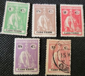 Cape Verde, 1914-26, Ceres issues, #154,175-76,179, MH, SCV$7.00