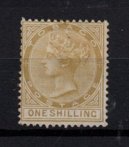 Tobago 1880 1/- yellow ochre SG12 WMK CC mint (MH) WS32093