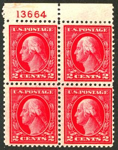 U.S. #499 MINT PL# BLOCK OF 4 OG HR