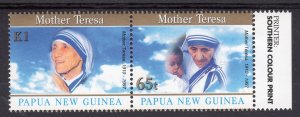 Papua New Guinea 1998 Sc#939a MOTHER TERESA Pair (2) MNH