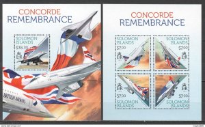 2013 Solomon Islands Aviation Concorde Remembrance #2212-16 1+1 ** Ls140