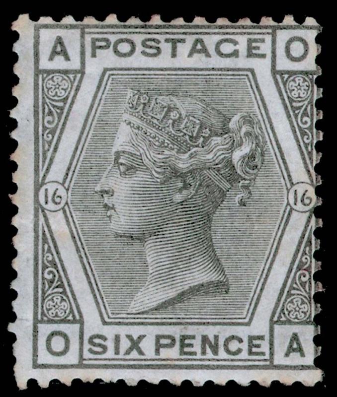 SG147, 6d grey plate 16, LH MINT. Cat £500. OA