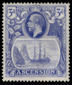 ASCENSION GV SG14b, 3d blue, LH MINT. Cat £180. TORN FLAG