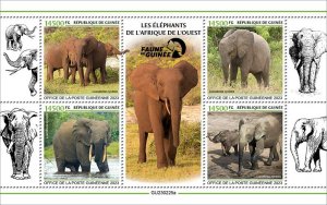 GUINEA - 2023 - Elephants of West Africa - Perf 4v Sheet - Mint Never Hinged