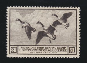 US RW3 $1 Federal Duck Stamp Mint VF-XF OG NH SCV $325