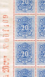 [sto549] Belgium 1894 Block of 20 postage due 20c Bright ultramarine nr2 MNH