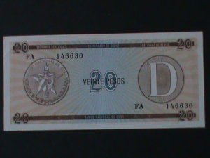 ​CUBA-NATIONAL BANK OF CUBA-$20-PESO-TOURIST EXCHANGE CERTIFICATE-UNC-VF-RARE