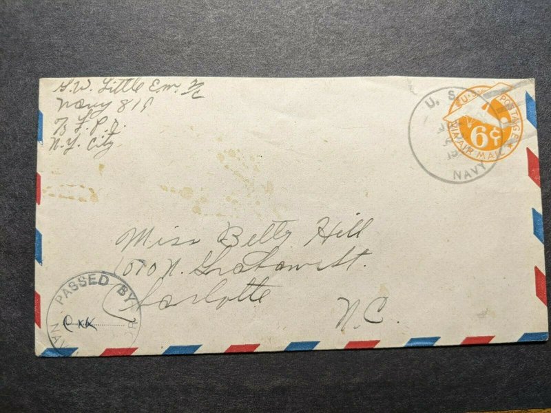 NAVY #819 Deptford, England 1944 Censored WWII Naval Cover Sailor's Mail