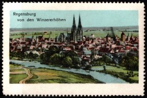 Vintage Germany Poster Stamp Regensburg From The Winzerer Höhen