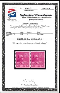 843 Mint,OG,NH... Pair... PSE Graded XF-Superb 95... SMQ $90.00