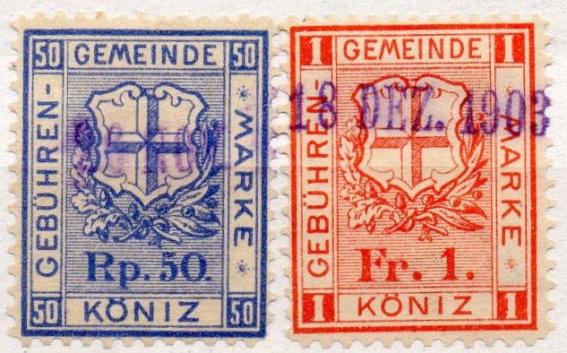 (I.B-CK) Switzerland Revenue : Köniz Duty Stamps