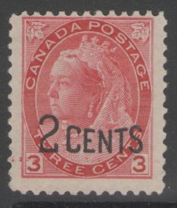 CANADA SG172 1899 2c on 3c ROSE-CARMINE MTD MINT