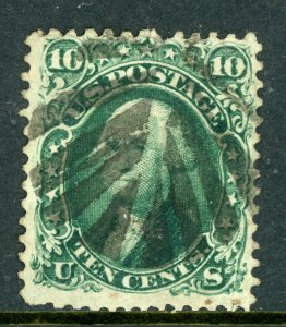 USA 1861 Washington 10¢ Dark Green Grill 14x16 Scott #?? VFU O667