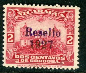 Nicaragua 1927 Cathedral Provisional 2¢ Carmine w/Black OP Mint V251