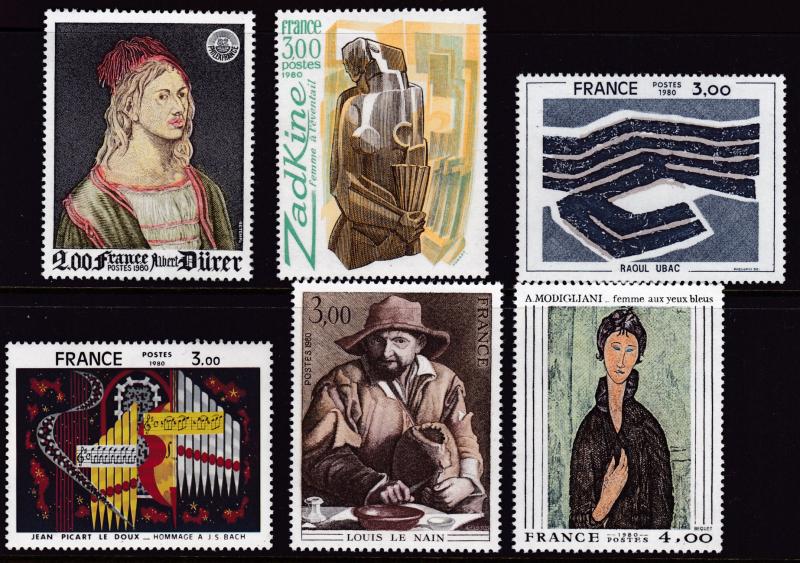 France 1980 ART Complete (7) Peasant by Louis Le Nain VF/NH