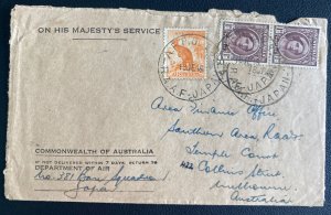 1946 RAAF Australian Air Force Base 381 Japan OHMS Cover To Melbourne Australia