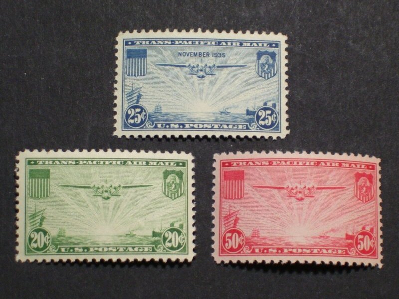 US Airmail Stamp - Scott# C20 thru C22 FVF to VF Centering MNH Complete Set