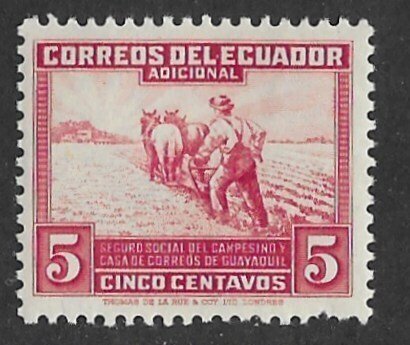 Ecuador # RA48  Postal Tax - farmer and plow    (1) VLH Unused