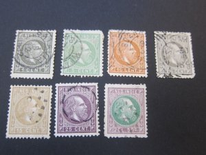 Netherlands Indies 1870 Sc 4,8,11-13,16 FU