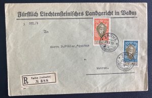 1929 Vaduz Liechtenstein Official Registered  Cover To Mauren Sc#83-84