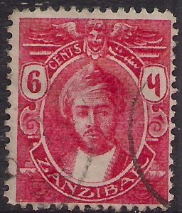 Zanzibar 1914 - 22 KGV 6ct Sultan Khalifa Bin Harub used SG 263 ( B954 )