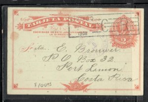 COSTA RICA COVER (P0409B) 189908 2C PSC  SLOGAN CAMCEL CARAGO TO PORT LIMON 