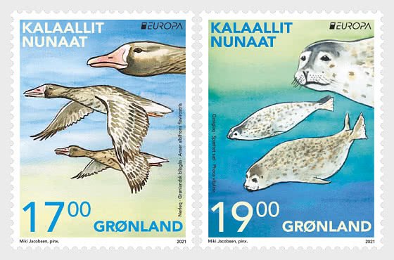 2021 Greenland Endangered National Wildlife (2) Europa Issue  (Scott 868-9) MNH