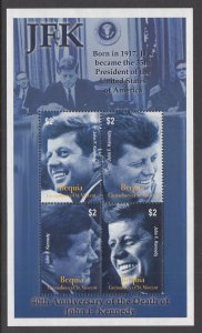 St Vincent Grenadines Bequia 321 John F Kennedy Souvenir Sheet MNH VF